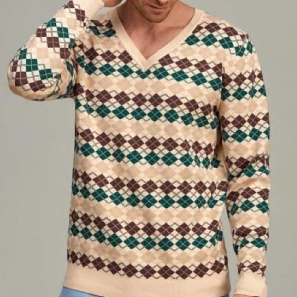 Shein  Men's Argyle Sweater